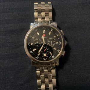 Michele Chronograph Silver Sail  Black Face Watch